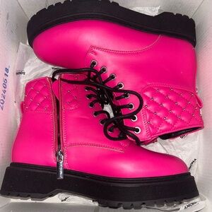 Sonoma Pink Quilted Combat Boots